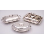 Three assorted plated entree dishes: with covers.