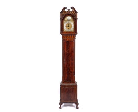 A Chippendale-style chiming grandmother clock: the three-train eight-day duration, spring-driven movement striking the hours 