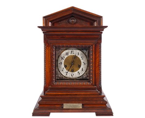 Junghans, an Edwardian chiming mantel clock: the eight-day duration movement striking on a gong with Westminster chime soundi