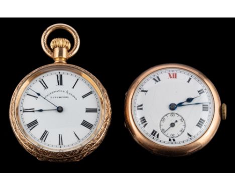 Schierwater & Lloyd, an open-faced pocket watch,: the white enamel dial with black Roman numerals and blue steel spade hands,