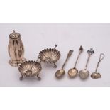 A George V silver pepperette, maker's mark worn, Birmingham,