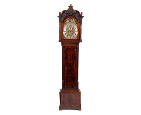 A George III mahogany longcase clock with Father Time automata: the eight-day duration movement striking the hours on a bell,