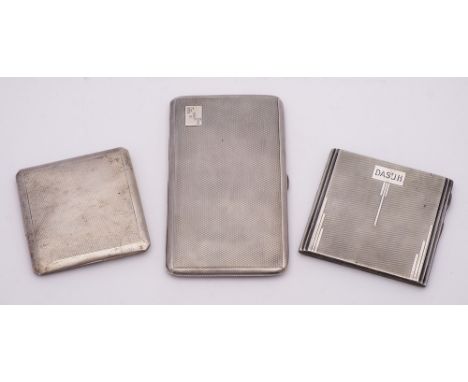 A George VI silver cigarette case, maker James Dixon &amp; Sons Ltd, Birmingham, 1937: initialled, of rectangular outline wit
