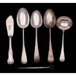 A mixed lot of silver flat wares,
