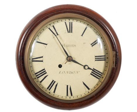 Harris, London, a small Victorian wall clock: the eight-day duration, single-fusee movement having an anchor escapement, the 