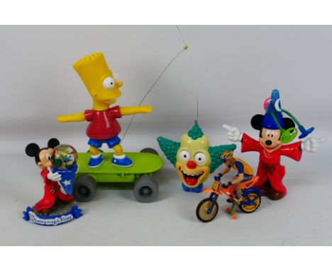 Playmates - Disney - The Simpsons - Mickey Mouse - An unboxed remote control Bart Simpson on a Skate Board, a Mickey Mouse sn