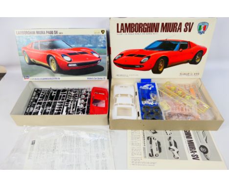 Fujimi - Hasegawa - Two boxed vintage Lamborghini plastic model car kits. Lot consists of Hasegawa 2020 #HC13 1:24 scale Lamb