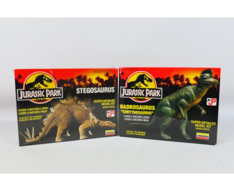 Lindberg - Jurassic Park - A pair of 1993 Jurassic Park model Kits. Includes 8" long Stegosaurus (#70274) and 7" long Hadrosa