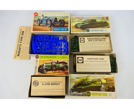 Airfix - Four boxed vintage Airfix plastic model kits. Lot consists of #02446-8 1930 Bentley 4½  litre 1:32 ; #03442-9 1:32 B