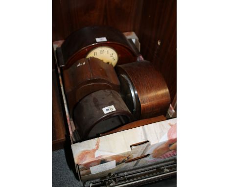 A CONTINENTAL STYLE INLAID MANTLE CLOCK TOGETHER WITH A QUANTITY OF CLOCK PARTS ETC