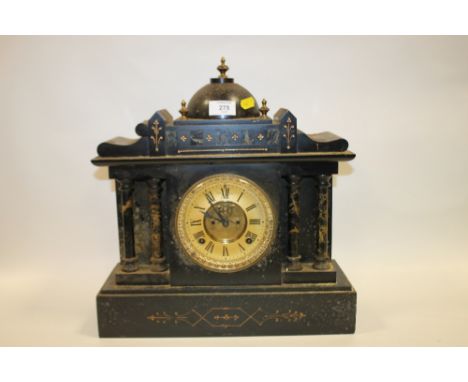 A LARGE SLATE MANTLE CLOCK A/F