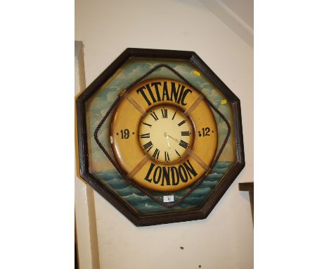 A MODERN WOODEN TITANIC THEMED WALL CLOCK