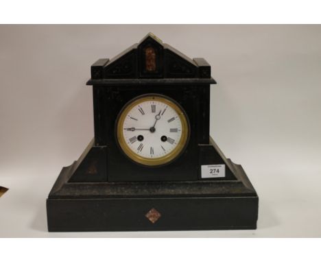 A SLATE MANTLE CLOCK A/F