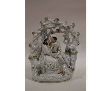 A VINTAGE STAFFORDSHIRE STYLE FLAT BACK FIGURE GROUP 
