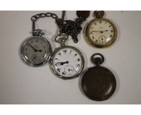 A SELECTION OF FOUR VINTAGE POCKET WATCHES TO INCLUDE A SIRO FULL HUNTER EXAMPLE