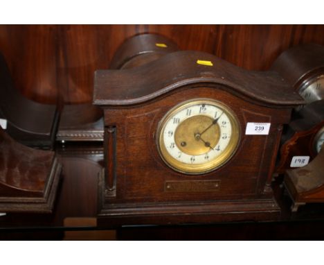 AN INLAID MANTLE CLOCK TOGETHER WITH TWO OTHERS