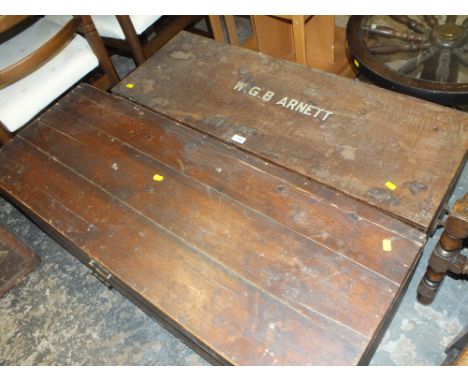 A VINTAGE MAHOGANY TRAVEL TRUNK AND ANOTHER TRUNK (2)