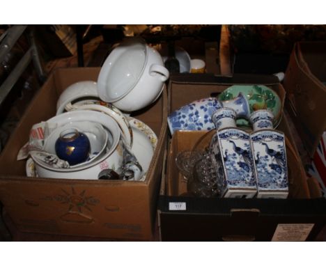 TWO TRAYS OF ASSORTED CERAMICS TO INCLUDE CARLTONWARE AND WORCESTER