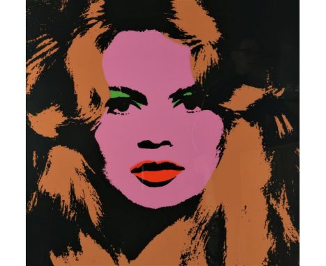   WARHOL, ANDY, naar, Brigitte Bardot, zeefdruk 90 x 90 cm.        Warhol, Andy, after, Brigitte Bardot, screenprint 90 x 90 