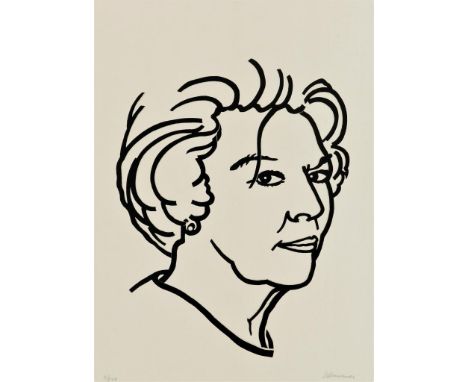   HENNEMAN, JEROEN (1942), ges. r.o., portret van Beatrix, zeefdruk (2/500) 40 x 30 cm.        Henneman, Jeroen, signed, port