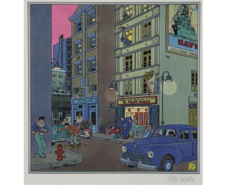   SWARTE, JOOST (1947), ges. r.o., Ochtendschemer, offset-print 70 x 50 cm.        Swarte, Joost, signed, Morning glory, offs