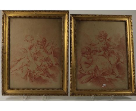   BOUCHER, FRANçOIS (1703-1770), beide ges. in plaat l.o.,      putti, lot van 2 litho's 36 x 27 cm.        BOUCHER, FRANÇOIS