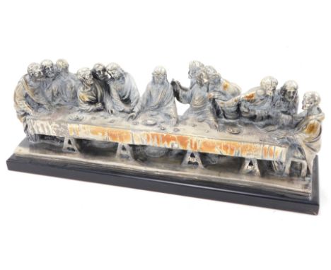 A. Santini. The Last Supper, cast silvered metal, 46cm wide. 