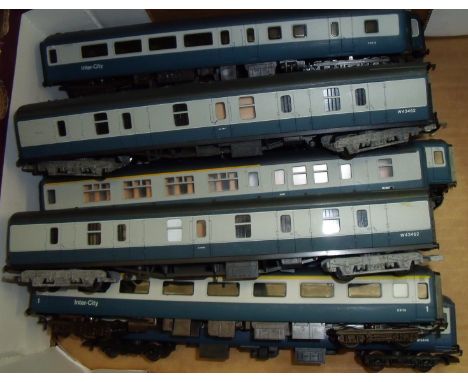 Selection of blue and grey OO gauge coaches inlcuding Lima, Airfix etc.