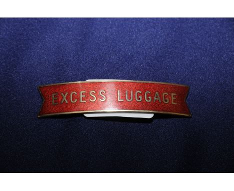 Small brass and enamel fishtail Midland Region Excess Luggage cap badge by J. R Gaunt London 