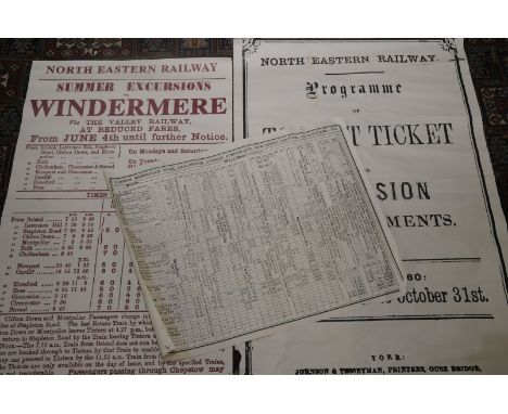 Three examples of NER notices used as props by film company (the timetable in red has an NER heading over a totally different
