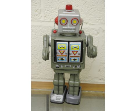 1960s style battery operated tin plate walking robot 