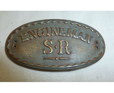 Southern Region Engine Man brass oval cap badge 
