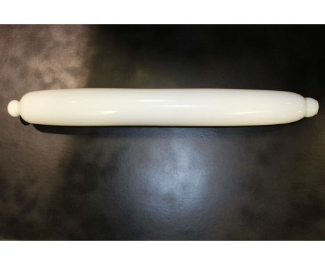 White glass rolling pin, 74cm wide