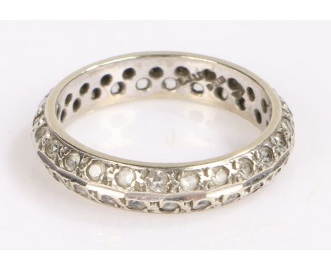 9 carat white gold diamond set eternity ring, ring size P, 4.1g