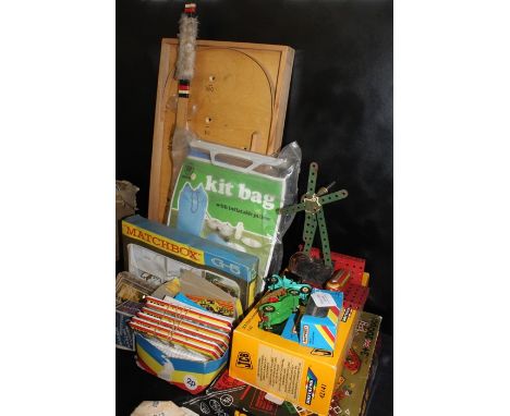 Toys and games, to include bagatelle board, bow, Matchbox G-5 car set, paint boxes, Britains JCB boxed etc. (qty1020)