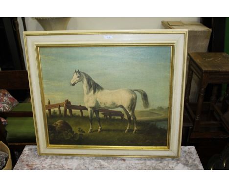 Portrait of a horse, 20th Century, with a white horse standing in a meadow, 59cm x 49cm