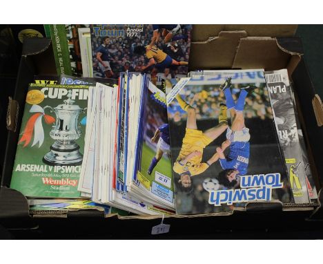 Ipswich Town programmes and annuals, to include signed 1977 annual, signed John Walk testimonial programme, cricket programme