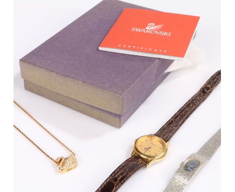 Rotary ladies wristwatch, the blue dial with baton markers, manual wound, Sekonda ladies wristwatch, the signed dial with bat