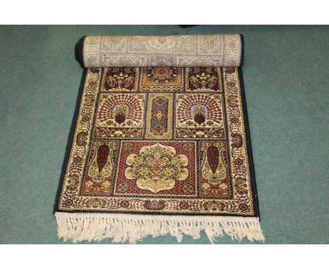 Prado Orient Keshan Super wool carpet, the cream ground ground scroll decoration and tasselled ends, 70cm x 268cm