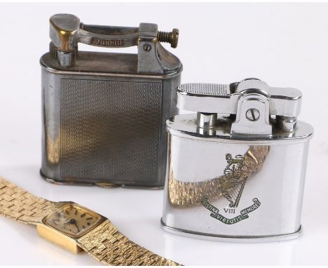 Dunhill lighter, Pat No 390107, together with a Regimental lighter and a Bulova wristwatch 
