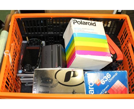 Collection of Polaroid camera's, together with a PSP and movies (qty)