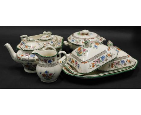 A collection of Copeland Spode Chinese rose pattern part tea and dinner wares, to include two handled sugar bowl and cover, t