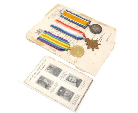 A collection of First World War medals, awarded to a LT. P.E.Argyle of East Lancashire regiment and a War office certificate 