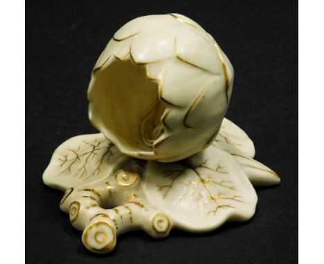 A Royal Worcester porcelain wall hanging plant holder, of shaped form with gilt highlights, stamped to the back and numbered 
