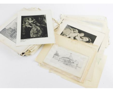 A collection of unframed prints, to include a photographic print of Mexboro and Swinton Tramways company tram, after Rubens p