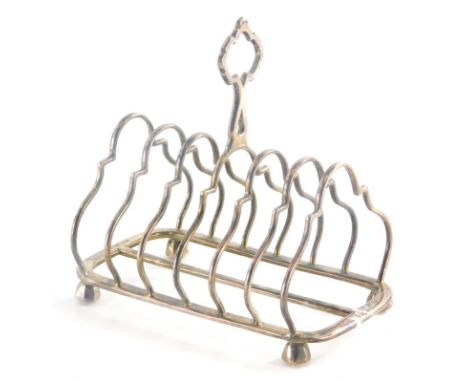 An Edward VII silver six division toast rack, by Walker and Hall, 6¬oz.