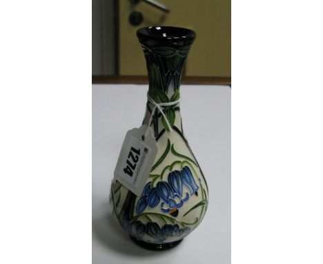 A Moorcroft First Quality Pottery Vase, in the 'Otley Bluebell' pattern, designed by Rachel Bishop, shape 80/6, edition No. 2