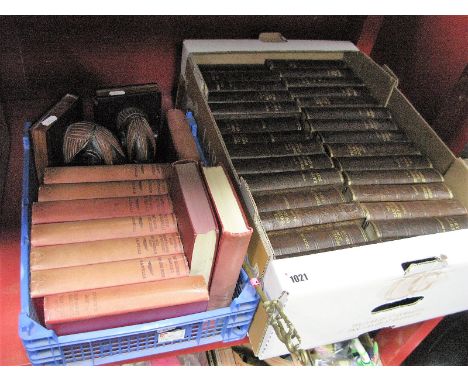 Odhams Press Dickens, Bunyan and Other Works, H.G Wells pair of book ends, brass toasting fork:- Two Boxes