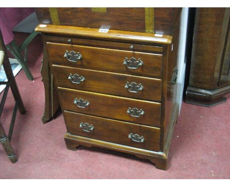 A Later XX Century Hardwood Chest of Drawers, of small proportions, tooled tan leather brushing slide scriver above four draw