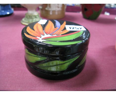 A Moorcroft Pottery Circular Box and Cover, painted in the Paradise Found pattern by Vicky Lovatt, impressed and painted mark